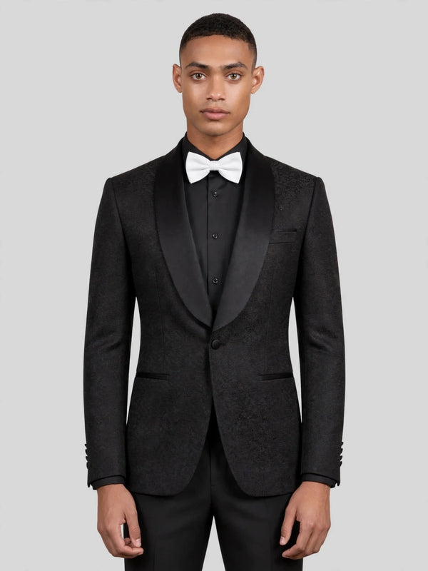 Onyx Mottled Satin-Welt Shawl-Collar Tuxedo Jacket 05