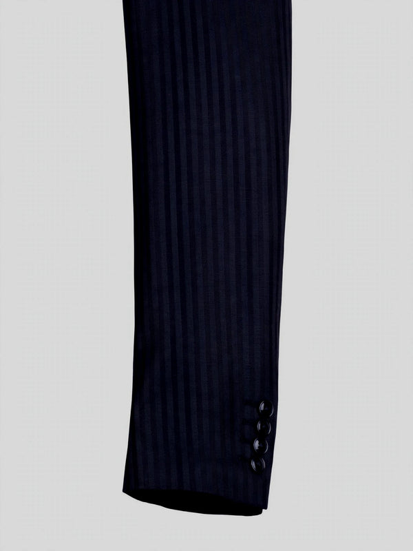 Midnight Navy Pinstripe Six-Button Peak-Lapel Double-Breasted Suit Jacket 10