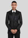 Onyx Jet Lace-Motif Peak-Lapel Tuxedo Jacket 05