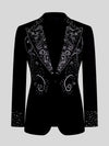 Onyx Silver Crystal Paisley-Swirl Peak-Lapel Tuxedo Jacket 07