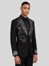Onyx Silver Crystal Paisley-Swirl Peak-Lapel Tuxedo Jacket 06