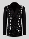 Onyx Geometric Mirror-Scatter Peak-Lapel Double-Breasted Tuxedo Jacket 07