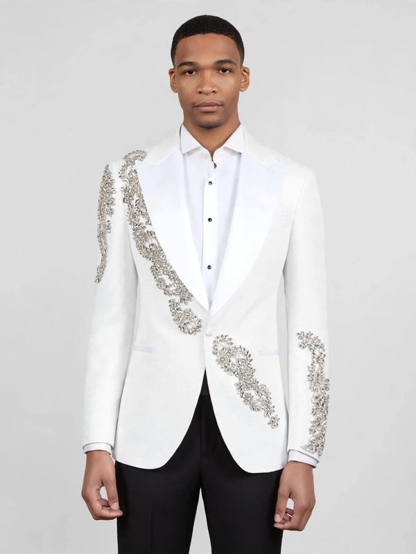 Ivory Crystal Peak-Lapel Tuxedo Jacket 01