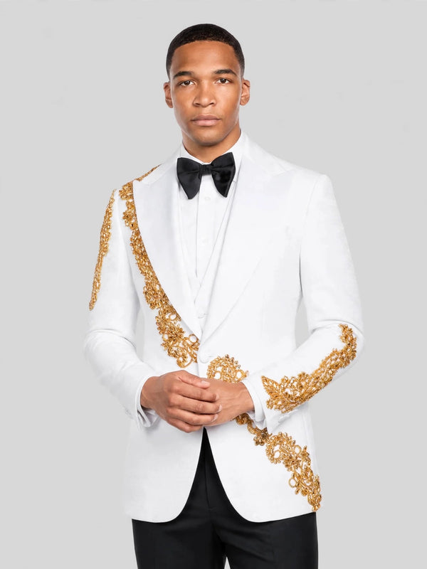 Ivory Gold Crystal Tuxedo Jacket 02