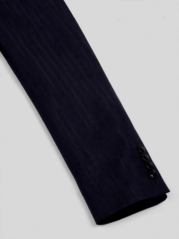 Midnight Navy Tonal Shadow-Stripe Six-Button Peak-Lapel Double-Breasted Suit Jacket 10