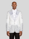 Ivory Silver Mandala-Lace Peak-Lapel Tuxedo Jacket - cover