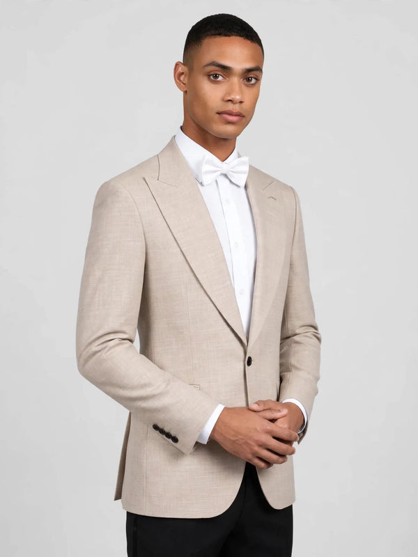 Oatmeal Single-Button Peak-Lapel Suit Jacket 03