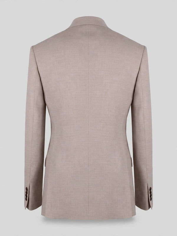 Oatmeal Single-Button Peak-Lapel Suit Jacket 09