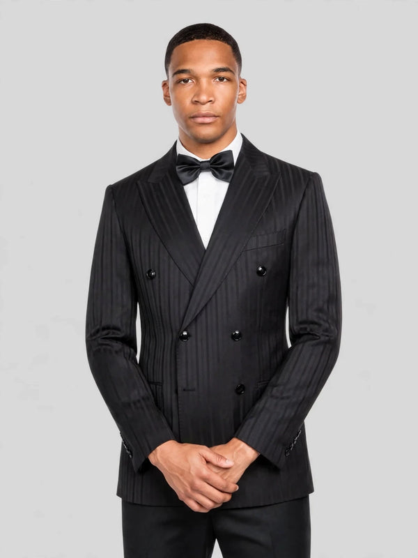 Onyx Wide Shadow-Stripe Six-Button Peak-Lapel Double-Breasted Suit Jacket 02