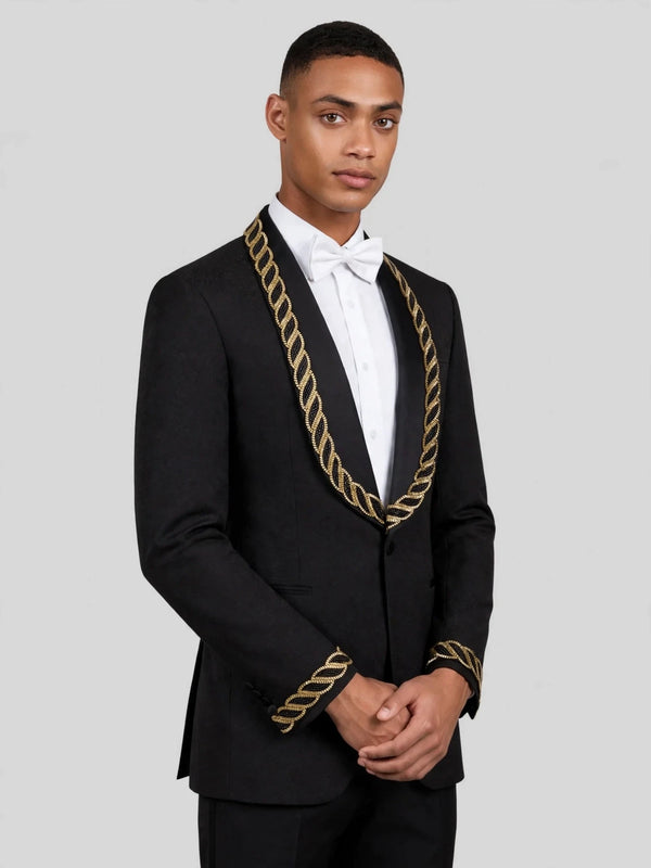 Onyx Gold Rope-Chain Shawl-Collar Tuxedo Jacket 03