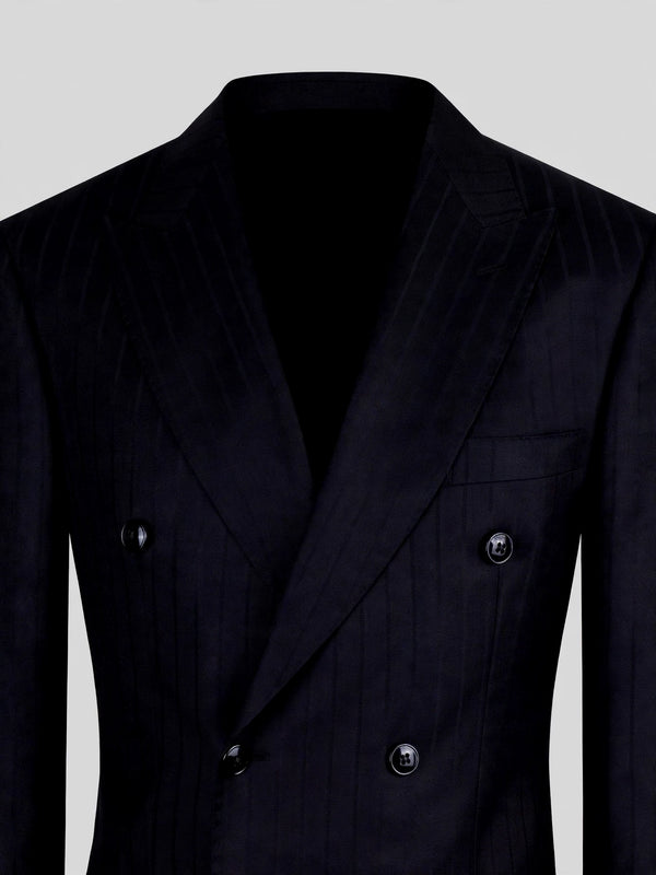 Onyx Pinstripe Six-Button Peak-Lapel Double-Breasted Suit Jacket 08