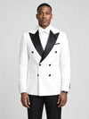 Snow White Black Satin Peak-Lapel Six-Button Double-Breasted Tuxedo Jacket - cover