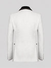 Ivory Jet-Leaf Velvet Shawl-Collar Double-Breasted Tuxedo Jacket 09