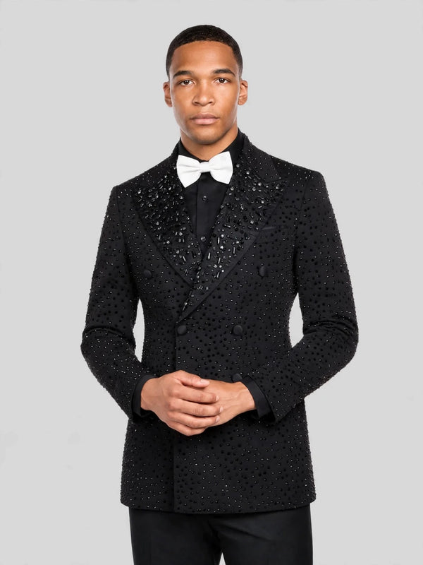 Onyx Jet Crystal-Dot Peak-Lapel Double-Breasted Tuxedo Jacket 05