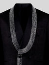 Onyx Silver Crystal-Mosaic Shawl-Collar Double-Breasted Tuxedo Jacket 08
