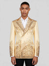 Cream Champagne Mirror-Stud Cascade Peak-Lapel Double-Breasted Tuxedo Jacket 01