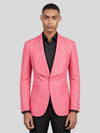 Coral Pink Diamond-Texture Shawl-Collar Tuxedo Jacket 04