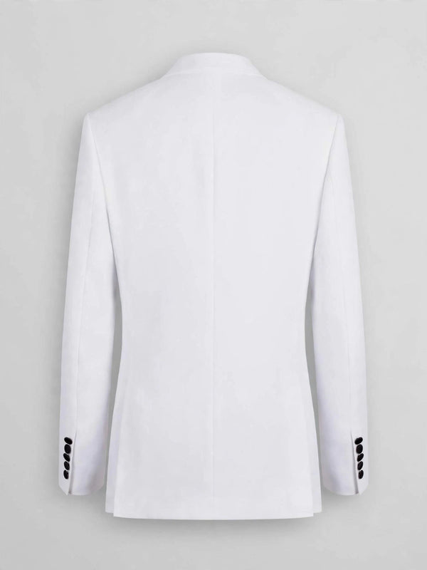 Snow White Black Satin Peak-Lapel Six-Button Double-Breasted Tuxedo Jacket 09