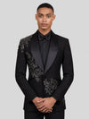 Onyx Silver Bead-Scatter Shawl-Collar Tuxedo Jacket 06