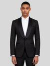 Onyx Mottled Satin-Welt Shawl-Collar Tuxedo Jacket 01