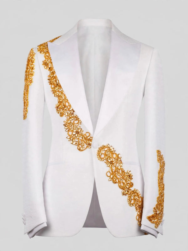Ivory Gold Crystal Tuxedo Jacket 07