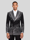 Onyx Silver Crystal Drip Peak-Lapel Double-Breasted Tuxedo Jacket 01