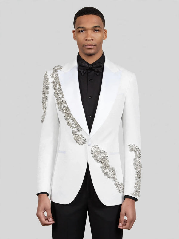 Ivory Crystal Peak-Lapel Tuxedo Jacket 06