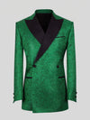 Emerald Paisley-Jacquard Satin Peak-Lapel Two-Button Double-Breasted Tuxedo Jacket 07