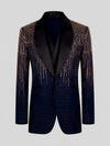 Midnight Gold Crystal Gradient Shawl-Collar Tuxedo Jacket 07