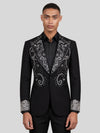 Onyx Silver Crystal Paisley-Swirl Peak-Lapel Tuxedo Jacket 04