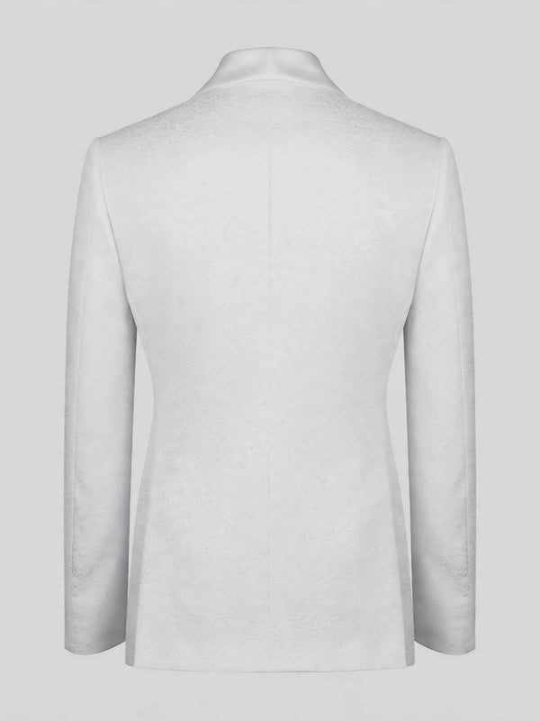 Ivory Silver Crystal-Trim Shawl-Collar Double-Breasted Tuxedo Jacket 09