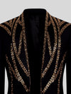 Onyx Gold Sequin Wave Peak-Lapel Tuxedo Jacket 08