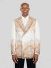 Ivory Champagne Mirror-Stud Crystal Cascade Peak-Lapel Double-Breasted Tuxedo Jacket - cover