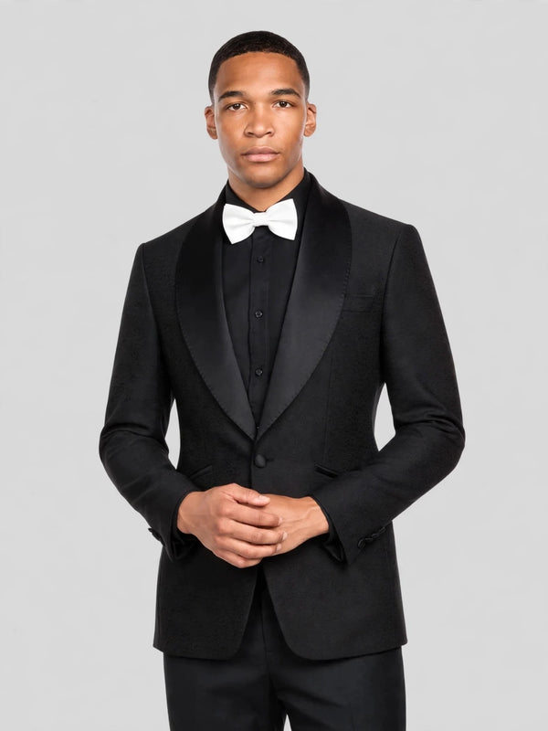 Onyx Grain-Textured Wide Shawl-Collar Tuxedo Jacket 05