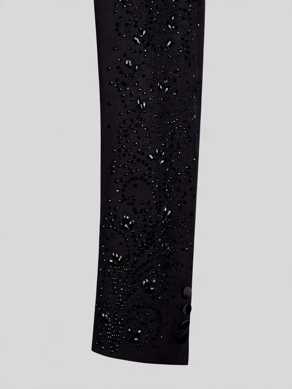 Onyx Jet Paisley-Scatter Peak-Lapel Tuxedo Jacket 10