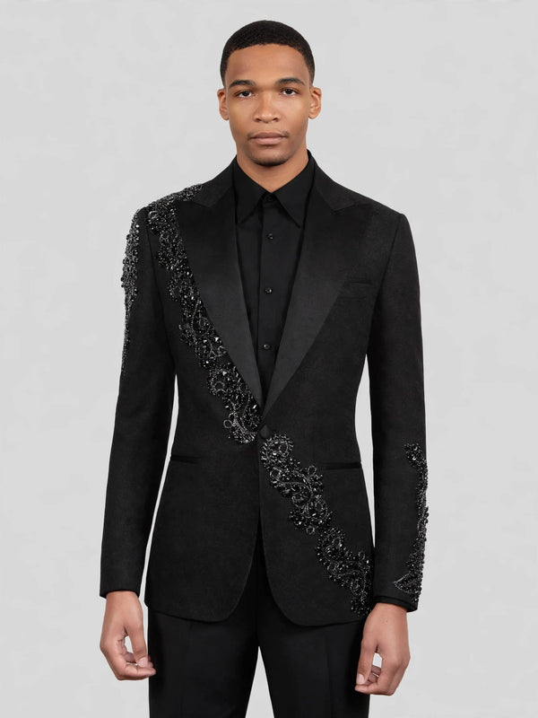 Onyx Jet Peak-Lapel Tuxedo Jacket 04