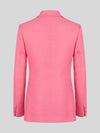 Coral Pink Diamond-Texture Shawl-Collar Tuxedo Jacket 09