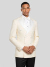 Cream White Satin Peak-Lapel Double-Breasted Tuxedo Jacket 03