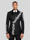 Onyx Silver Crystal Cascade Double-Breasted Tuxedo Jacket 05