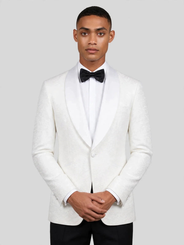 Ivory Fine-Jacquard Satin Shawl-Collar Tuxedo Jacket 02