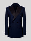 Midnight Navy Satin Peak-Lapel Six-Button Double-Breasted Tuxedo Jacket 07
