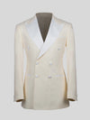 Cream White Satin Peak-Lapel Double-Breasted Tuxedo Jacket 07