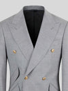 Silver Grey Gold-Button Ticket-Pocket Slant-Flap Peak-Lapel Double-Breasted Suit Jacket 08