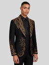 Onyx Gold Crystal Diamond-Lattice Peak-Lapel Tuxedo Jacket 06
