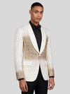 Ivory Gold Gradient Crystal-Dot Shawl-Collar Tuxedo Jacket 06