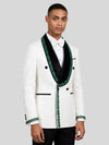 Ivory Emerald Crystal-Trim Black Shawl-Collar Double-Breasted Tuxedo Jacket 03