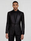Onyx Glitter-Tweed Satin Shawl-Collar Single-Button Tuxedo Jacket 04