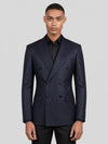 Midnight Navy Pinstripe Six-Button Peak-Lapel Double-Breasted Suit Jacket 04