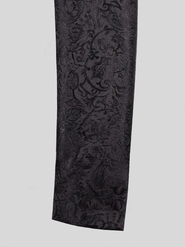 Onyx Tonal Paisley Satin Peak-Lapel Double-Breasted Tuxedo Jacket 10