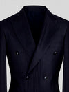 Midnight Navy Shadow-Stripe Peak-Lapel Double-Breasted Suit Jacket 08